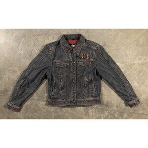 Harley Davidson Denim Jean Jacket Guardian Technology Studs Embroidered Womens S